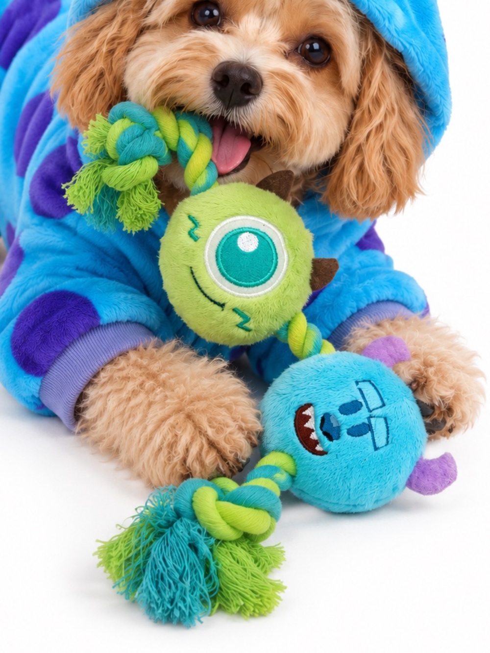 NEW- Disney Pixar Monsters Inc Dog Rope Toy Blue Green Pet Tug Chew Toy
